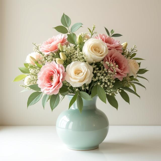 A unique bespoke floral bouquet in a vase.